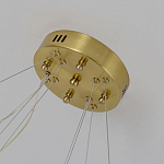 Люстра подвесная двухъярусная с золотистымыми кольцами и прозрачными стеклянными элементами Ring Horizontal варинант исполнения - 2 | Loft Concept в Казани