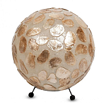 Настольная лампа из перламутра на металлическом каркасе Indonesian Circle варинант исполнения - 3 | Loft Concept в Казани