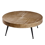 Журнальный столик с круглой фактурной столешницей из натурального дерева Vortex варинант исполнения - 1 | Loft Concept в Казани