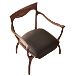 Стул деревянный с мягким сиденьем из коричневой натуральной кожи Moon Walnut Furniture варинант исполнения - 13 | Loft Concept в Казани