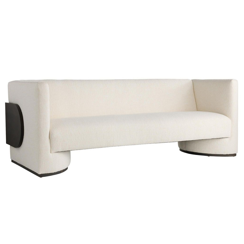Трехместный диван Florida Sofa  с элегантным деревянным декором  Белый Черный в Казани | Loft Concept 