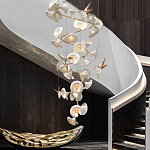 Люстра каскадная из белых цветов каллы и птичек Refined Taste of Light варинант исполнения - 2 | Loft Concept в Казани