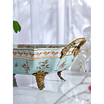 Блюдо прямоугольное из голубого фарфора с ручками и рисунком птиц и цветов Blue Garden варинант исполнения - 4 | Loft Concept в Казани