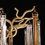 Люстра подвесная золотого цвета с разветвленными ветвями и прозрачными стеклянными подвесками Droplet Chandelier варинант исполнения - 8 | Loft Concept в Казани