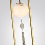 Торшер с шарообразным плафоном из белого стекла с подвеской из камня и длинной кисточкой Agatelle варинант исполнения - 4 | Loft Concept в Казани
