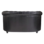 Диван кожаный двухместный на 4-х деревянных ножках из массива березы Logan Leather Seating black варинант исполнения - 3 | Loft Concept в Казани