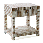 Тумбочка прикроватная Vancouver Bone Inlay Bedside Beige варинант исполнения - 1 | Loft Concept в Казани