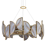 Люстра круглая с полукруглыми плафонами из искусственного алебастра в бронзовой оправе Marbella варинант исполнения - 1 | Loft Concept в Казани