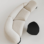 Диван Cannes трехместный с обивкой букле молочного цвета варинант исполнения - 1 | Loft Concept в Казани