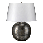 Настольная лампа с круглым фарфоровым основанием ручной работы с покрытием глазурью и белым абажуром из искусственного шелка Elstead Lighting варинант исполнения - 1 | Loft Concept в Казани