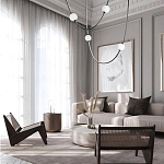 Подвесной светильник в форме дуги с белыми шарообразными плафонами Flos Wireline Lighting варинант исполнения - 4 | Loft Concept в Казани