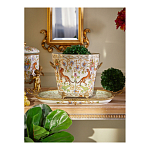 Кашпо с растительным и животным орнаментом на бронзовых ножках Turquoise Blooming Garden варинант исполнения - 5 | Loft Concept в Казани