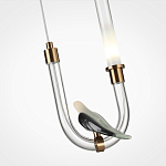 Подвесной светильник с декоративной фигуркой птицы на прозрачной изогнутой трубке Ganthea варинант исполнения - 5 | Loft Concept в Казани