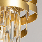 Люстра цвета матового золота с металлическими лентами и длинными прозрачными подвесками Gilded Waves варинант исполнения - 9 | Loft Concept в Казани