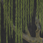 Обои ручная роспись Willow Original colourway on Edo Night painted silk варинант исполнения - 1 | Loft Concept в Казани