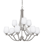 Люстра двухъярусная с белыми матовыми стеклянными плафонами в форме винных бокалов Feiss варинант исполнения - 1 | Loft Concept в Казани