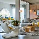 Кресло изогнутое с обивкой из ткани букле Smooth Bend Boucle Chair варинант исполнения - 8 | Loft Concept в Казани