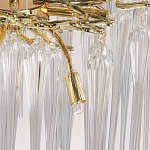Люстра золотого цвета с декоративными ветками и длинными прозрачными стеклянными подвесами в форме сосулек Droplet Chandelier варинант исполнения - 9 | Loft Concept в Казани