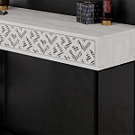 Консоль напольная пыльного белого цвета с выдвижным ящиком с резным орнаментом HEATON CONSOLE OAK варинант исполнения - 4 | Loft Concept в Казани