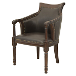Кресло кожаное на 4-х деревянных ножках из массива березы Ethan Armchair brown варинант исполнения - 3 | Loft Concept в Казани