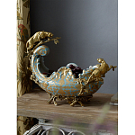 Чаша голубого цвета с оранментом и и бронзовыми фигурами леопардов Eden Garden варинант исполнения - 6 | Loft Concept в Казани