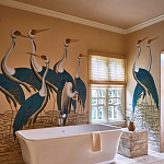 Обои ручная роспись Sarus Cranes Colourway SC-208 on Raw Silk dyed silk варинант исполнения - 1 | Loft Concept в Казани