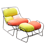 Дизайнерское разноцветное кресло на металлическом каркасе с подставкой для ног Poltronova Plasma Armchair варинант исполнения - 2 | Loft Concept в Казани