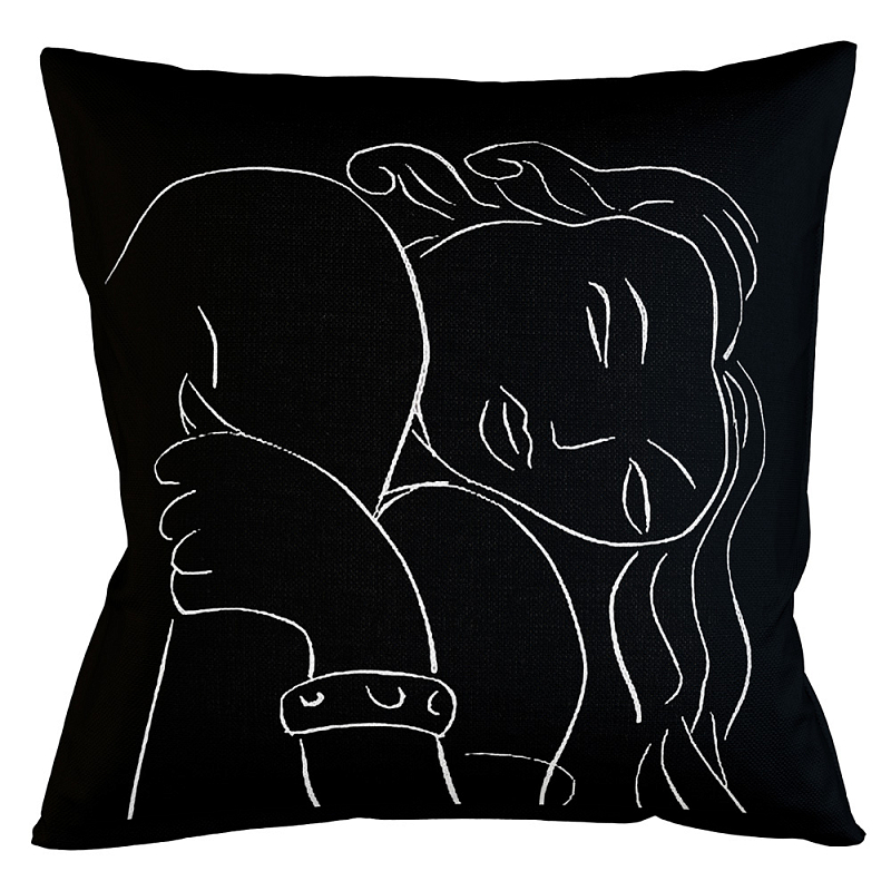 Декоративная подушка White Silhouette Pasiphae Pillow Бежевый Черный Декоративная подушка White Silhouette Pasiphae Pillow Бежевый Черный в Казани | Loft Concept