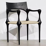 Стул дизайнерский с плетеным сидением Kronos Dining Chair Black варинант исполнения - 1 | Loft Concept в Казани