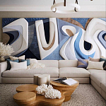 Арт-объект ручной работы Blue Abstraction из 4-х панелей варинант исполнения - 1 | Loft Concept в Казани