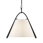Подвесной светильник в форме конуса с белым тканевым абажуром и чёрным каркасом Stylish Solution варинант исполнения - 1 | Loft Concept в Казани