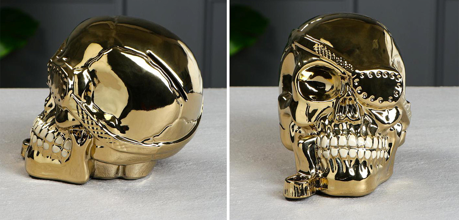 Статуэтка Golden Skull with Pipe Статуэтка Golden Skull with Pipe - Loft-Concept в Казани